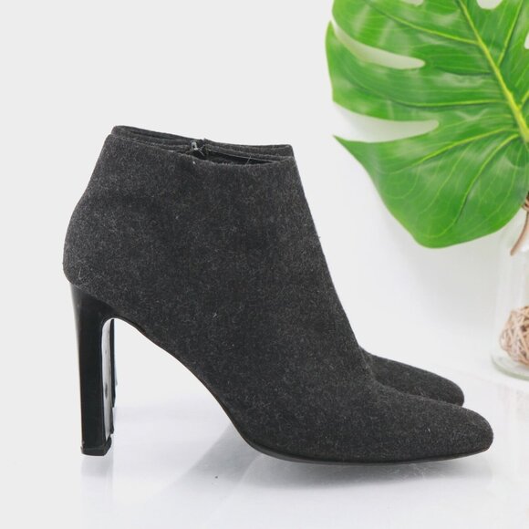 Via Spiga Womens Boot Size 10.5 Gray Wool Block Heel Square Toe Bootie Y2K Italy - Picture 1 of 11